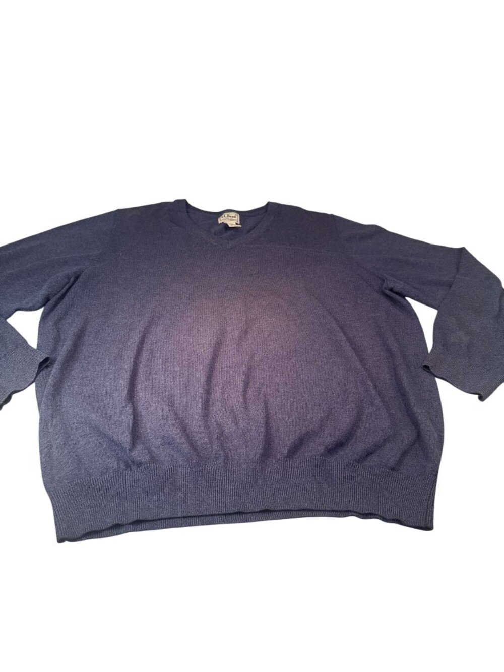 LL Bean Cotton V Neck Sweater Men Cashmere Pullover Shirt Long Sleeve Large